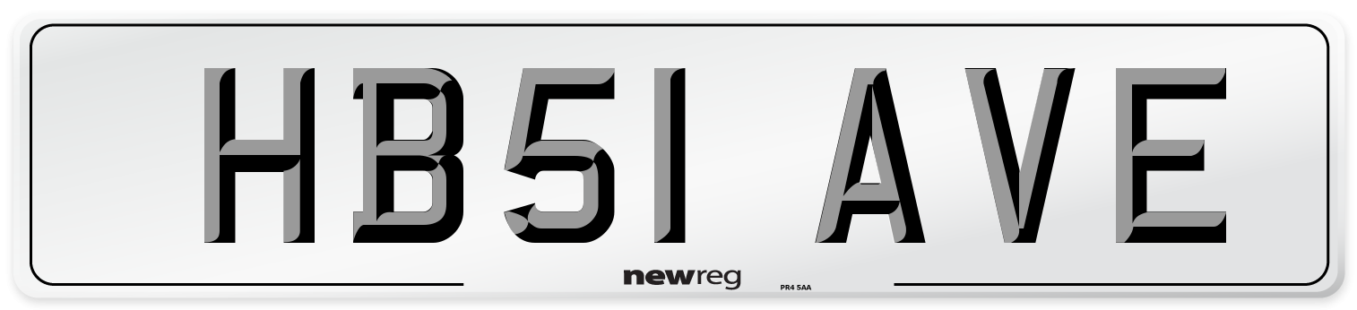 HB51 AVE Number Plate from New Reg